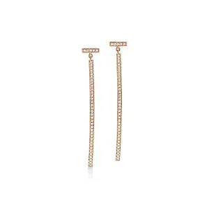 Tiffany & Co. Серьги T Diamond Bar Earrings Rose Gold - фото 1