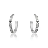 Cartier Серьги Love hoop earrings, medium model, paved, White Gold - фото 1