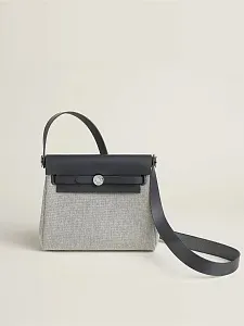 Hermès Сумка Herbag Zip 20 Ecru Ardoise H Viking Hunter Palladium Hardware - фото 1