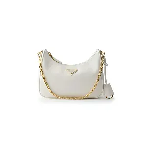Prada Мини-сумка из сафьяновой кожи Re-Edition White - фото 1
