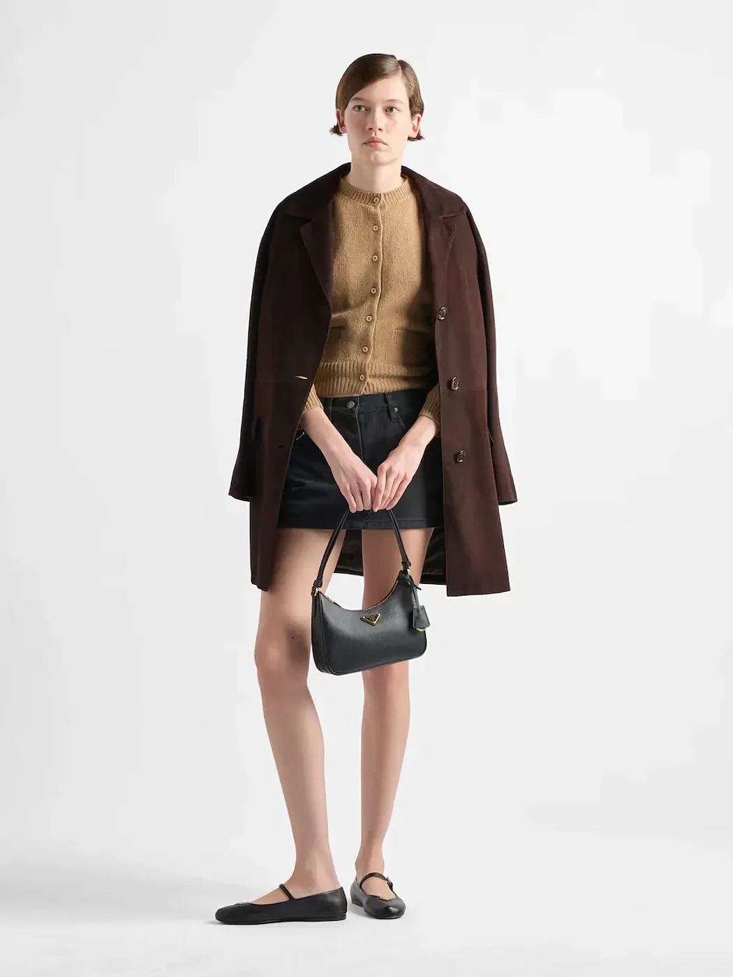Prada Мини-сумка Re-Edition из сафьяновой кожи Black - фото 6