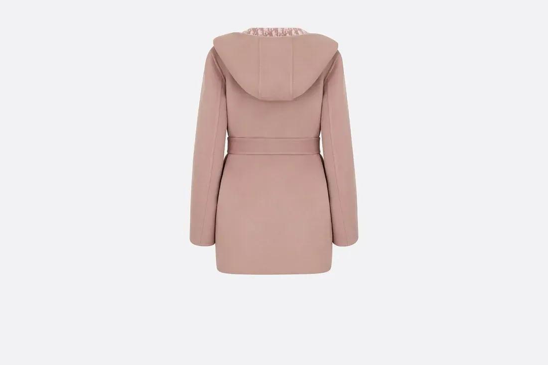 Dior Укороченное шерстяное пальто с капюшоном и поясом - фото 2