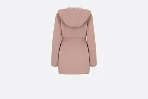 Dior Укороченное шерстяное пальто с капюшоном и поясом - фото 2