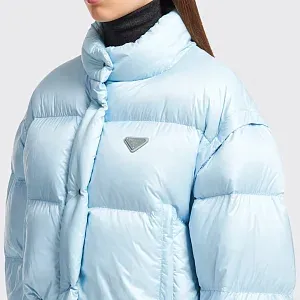 Prada Укороченный пуховик-трансформер из Re-Nylon Sky Blue - фото 4