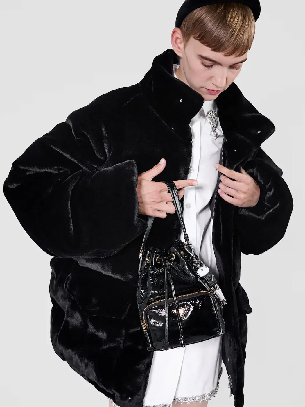 Prada Сумка Duet из лакированной кожи naplak Black - фото 2