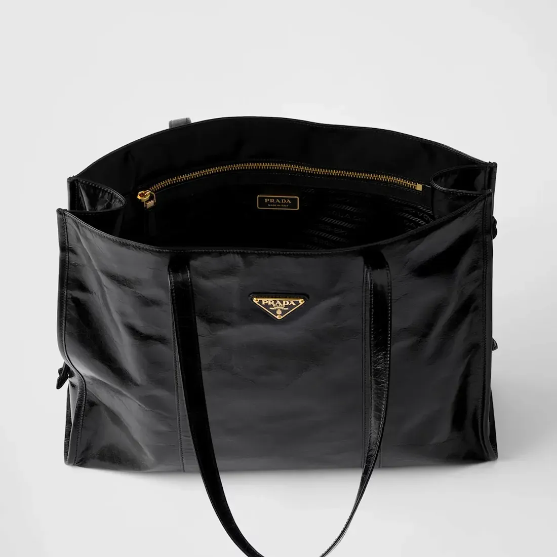 Prada Большая кожаная сумка-тоут Black - фото 5