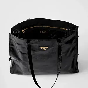 Prada Большая кожаная сумка-тоут Black - фото 5
