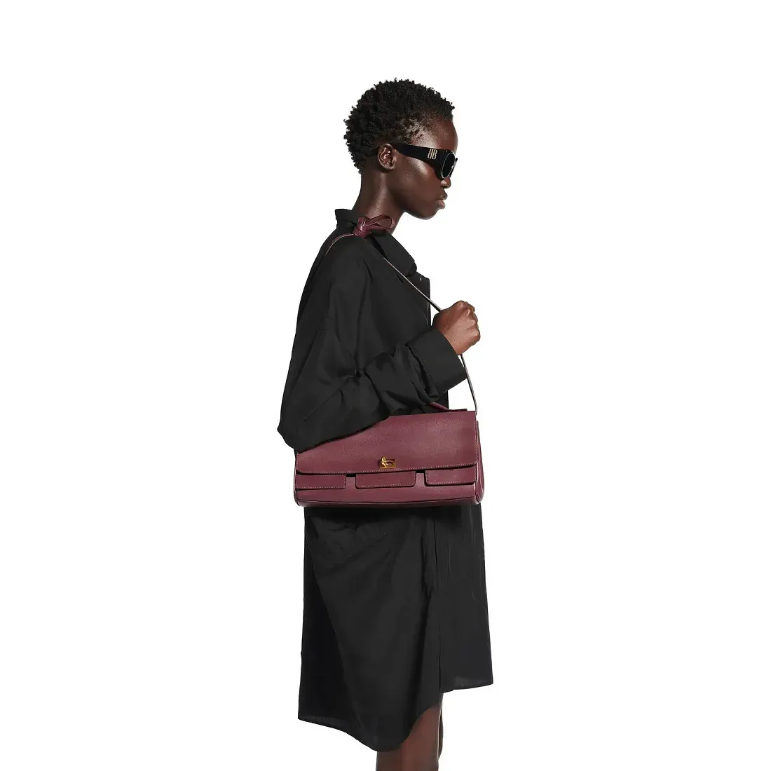 Balenciaga Клатч Bel Air маленького формата Dark Burgundy - фото 9