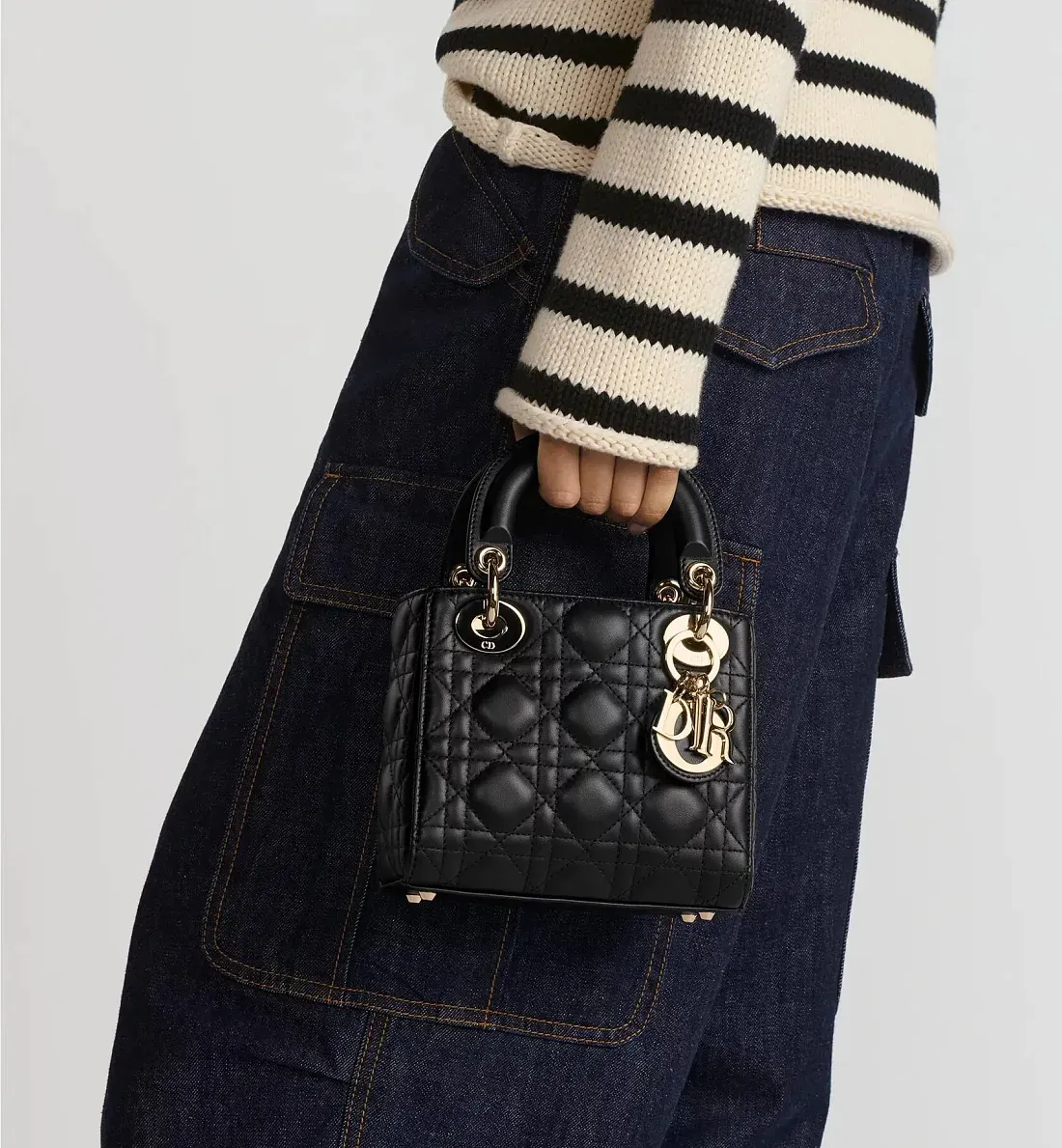 Dior Сумка Lady cannage lambskin мини-формата Black - фото 3