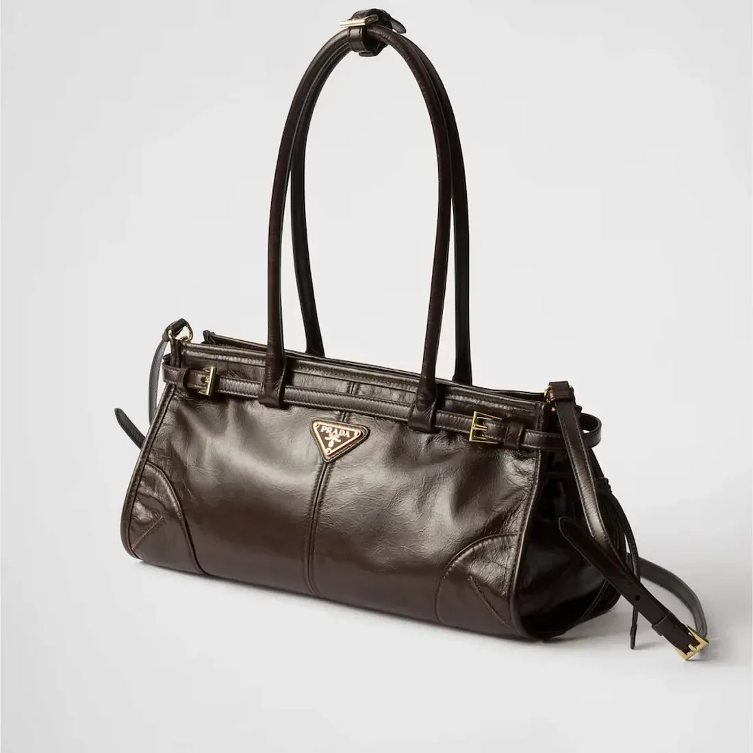 Prada Средняя кожаная сумка Dark Brown - фото 3