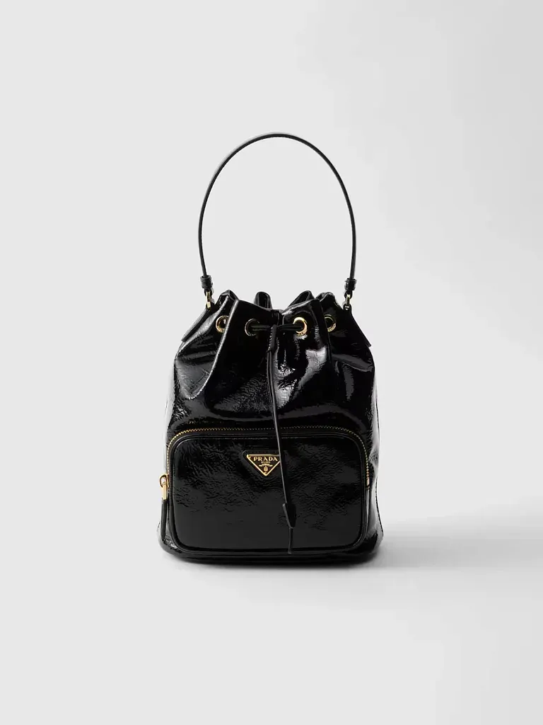Сумка Duet из лакированной кожи naplak Prada Black - фото 1