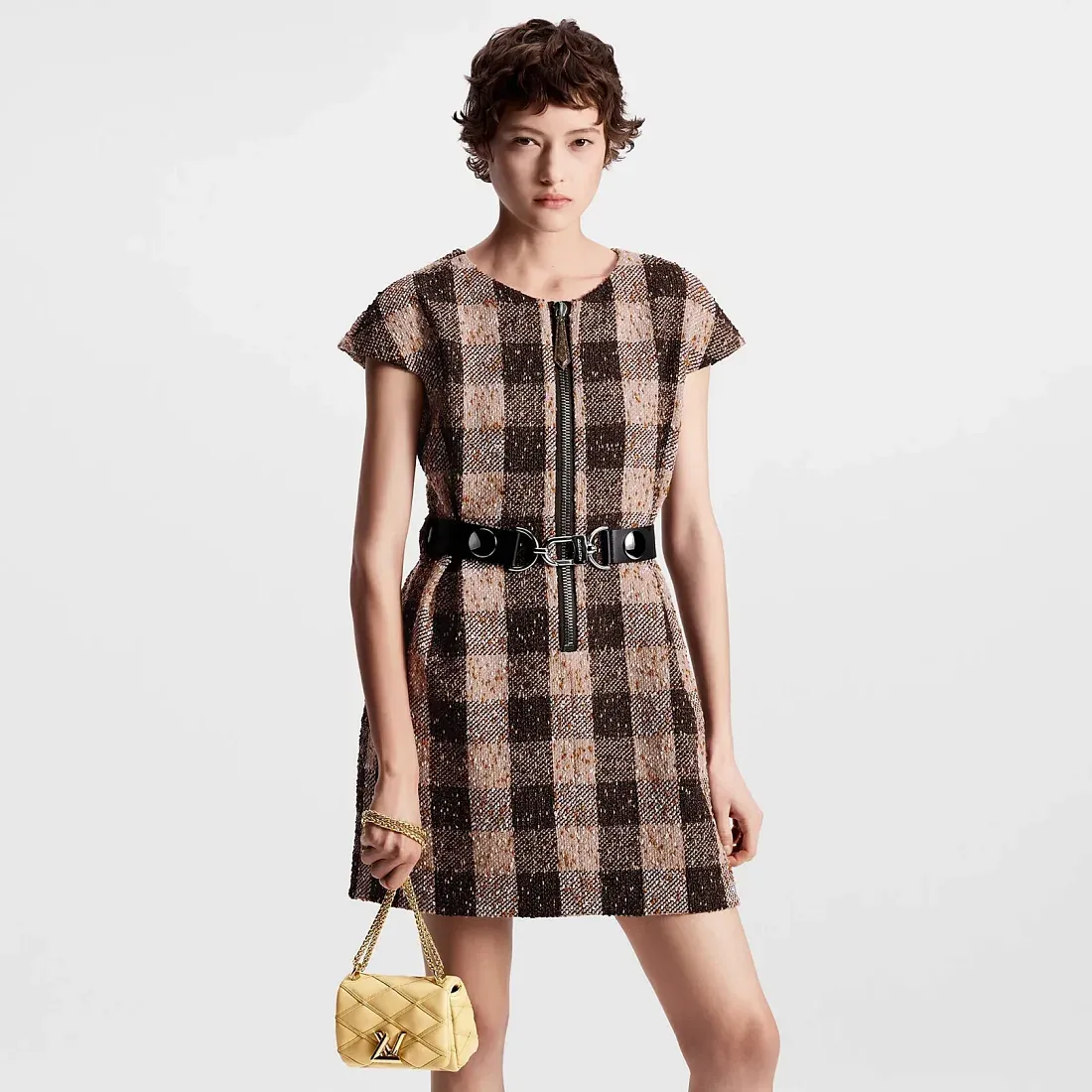 Louis Vuitton Платье Utility из твида в клетку - фото 3