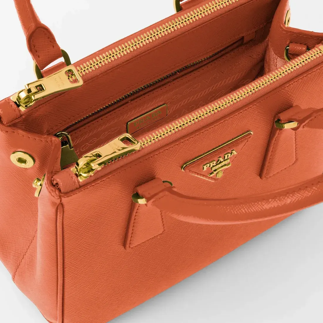 Prada Мини-сумка Galleria из сафьяновой кожи Orange - фото 5