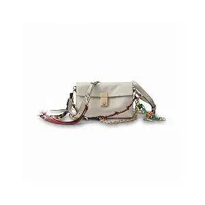 Prada Маленькая сумка Soft Sound из кожи с декоративными подвесками White - фото 1