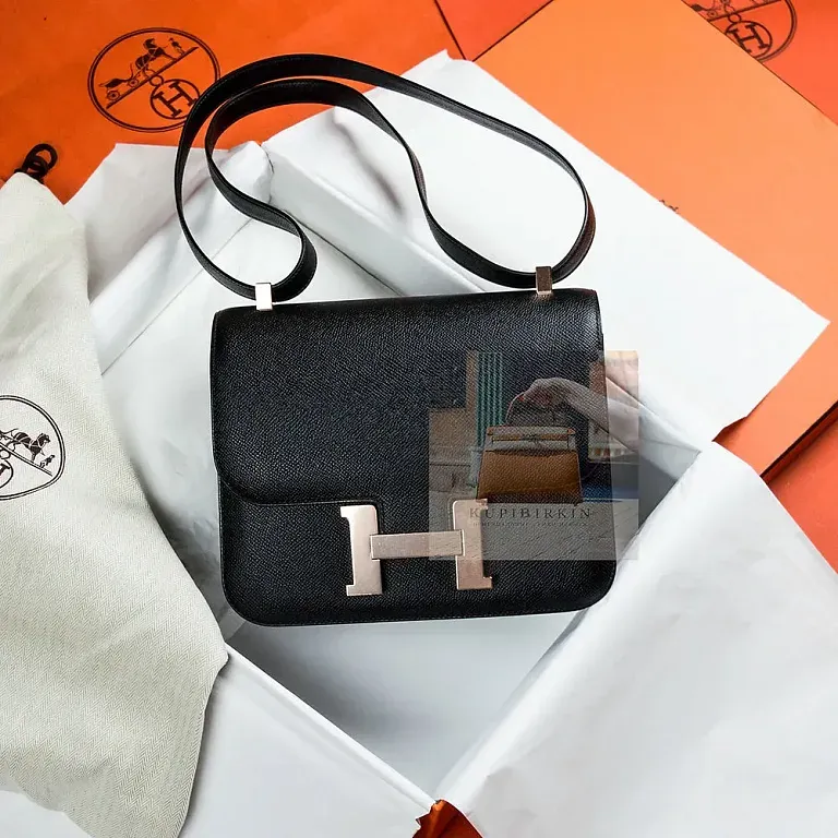 Hermes Constance 24 Black Epsom Rose Gold Hardware - фото 1