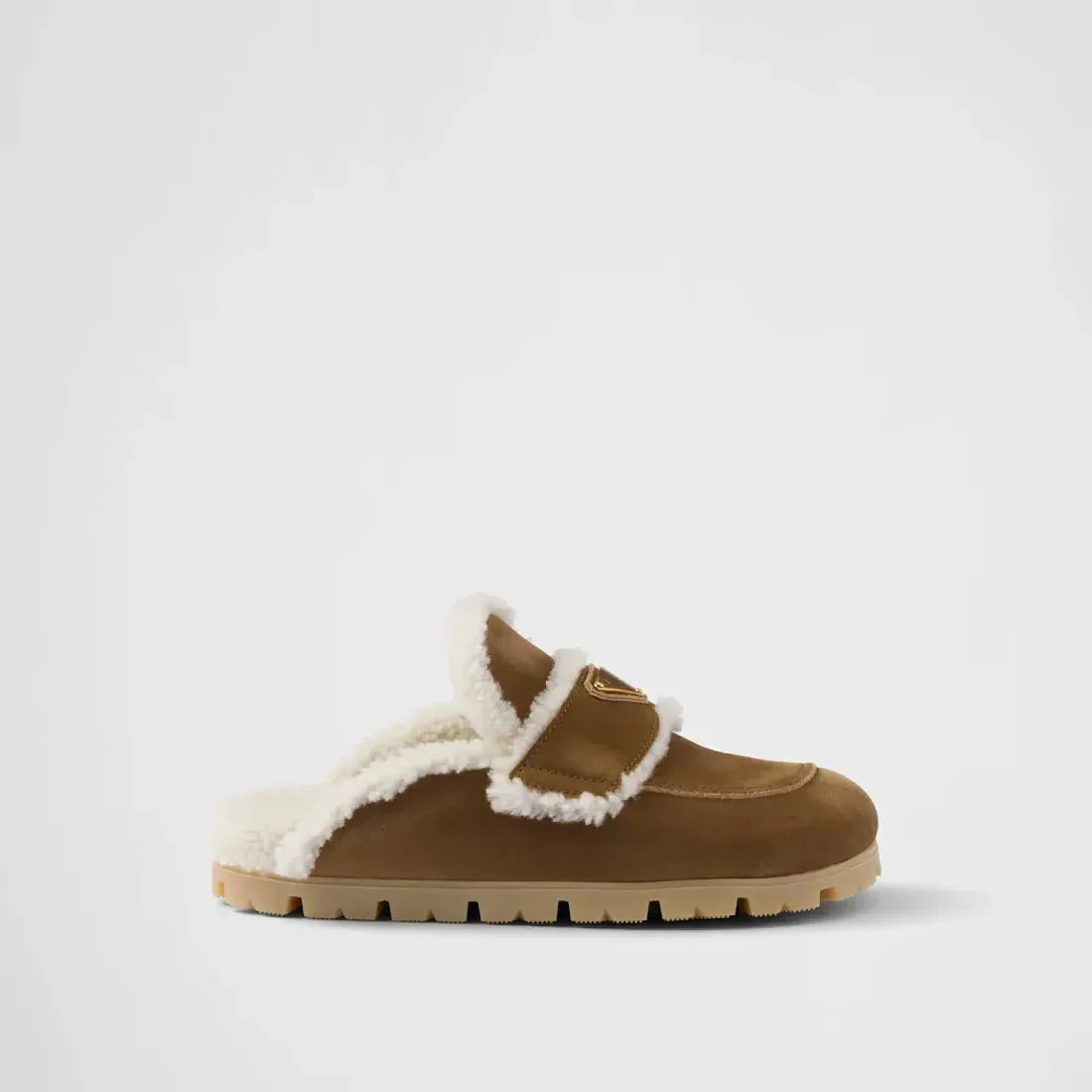 Prada Тапочки из замши теленка и овчины Cinnamon - фото 3