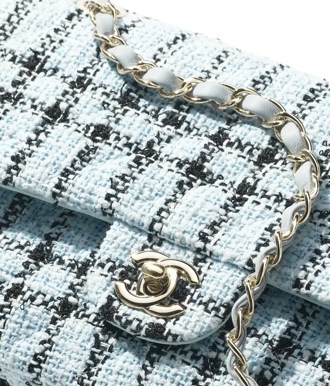 Chanel Классическая сумка 11.12 Tweed Light Blue/Black - фото 4