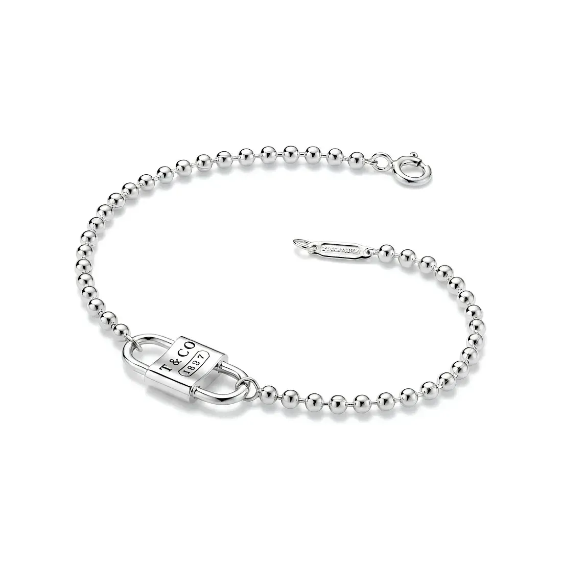 Tiffany & Co. Браслет Small double-shackle padlock beaded bracelet in 925 sterling silver - фото 3