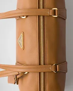 Prada Кожаная сумка среднего размера с верхней ручкой и замком Caramel - фото 3
