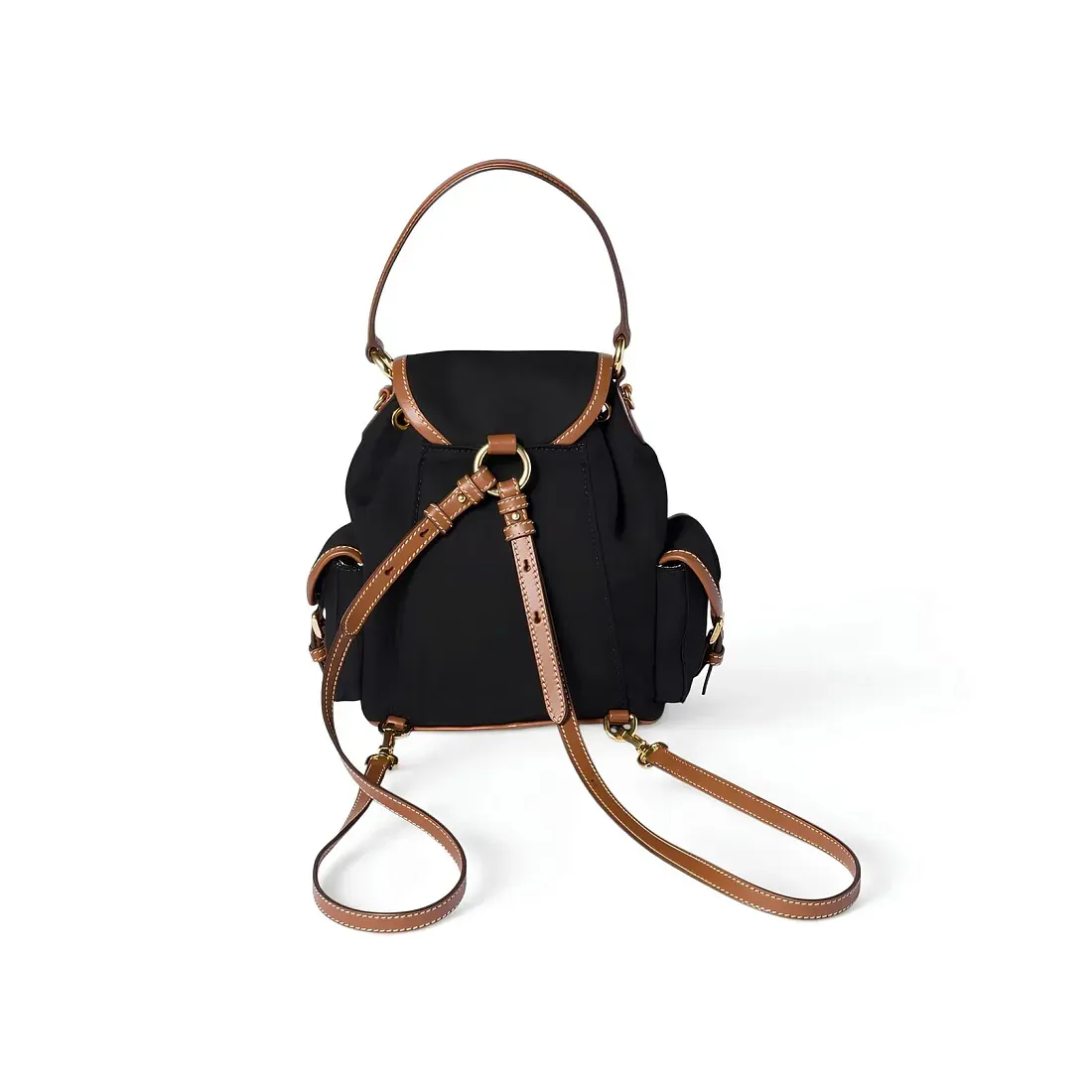 Miu Miu Рюкзак Canvas and leather backpack Black/Brandy - фото 3