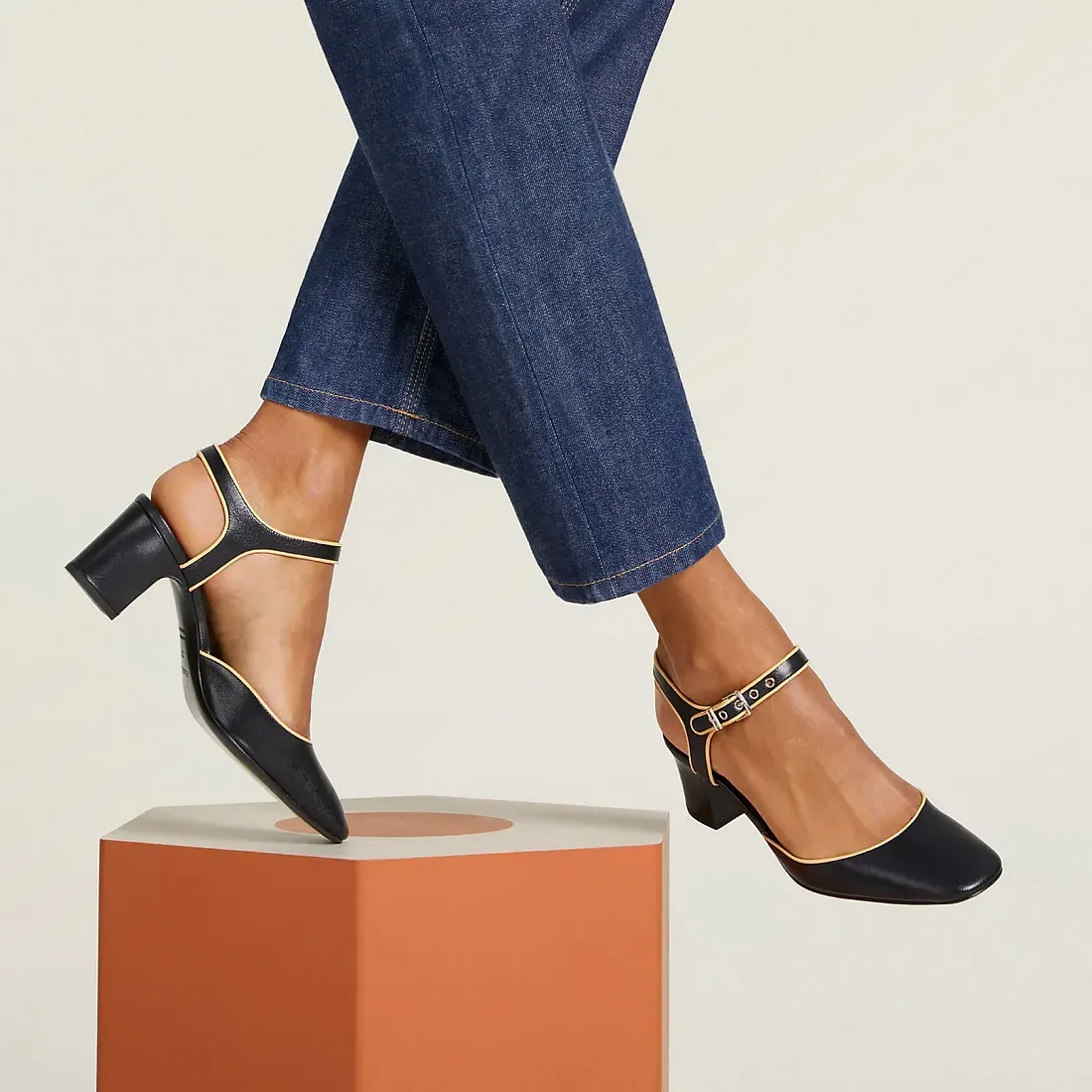 Hermès Туфли Kamilla 60 Black / Jaune Malawi - фото 2