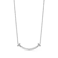 Tiffany & Co. Подвеска T Smile Medium Pendant with Diamonds Men White Gold - фото 1