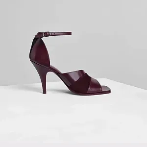 Phoebe Philo Ассиметричные сандалии из черной кожи с каблуком 90 Oxblood - фото 3