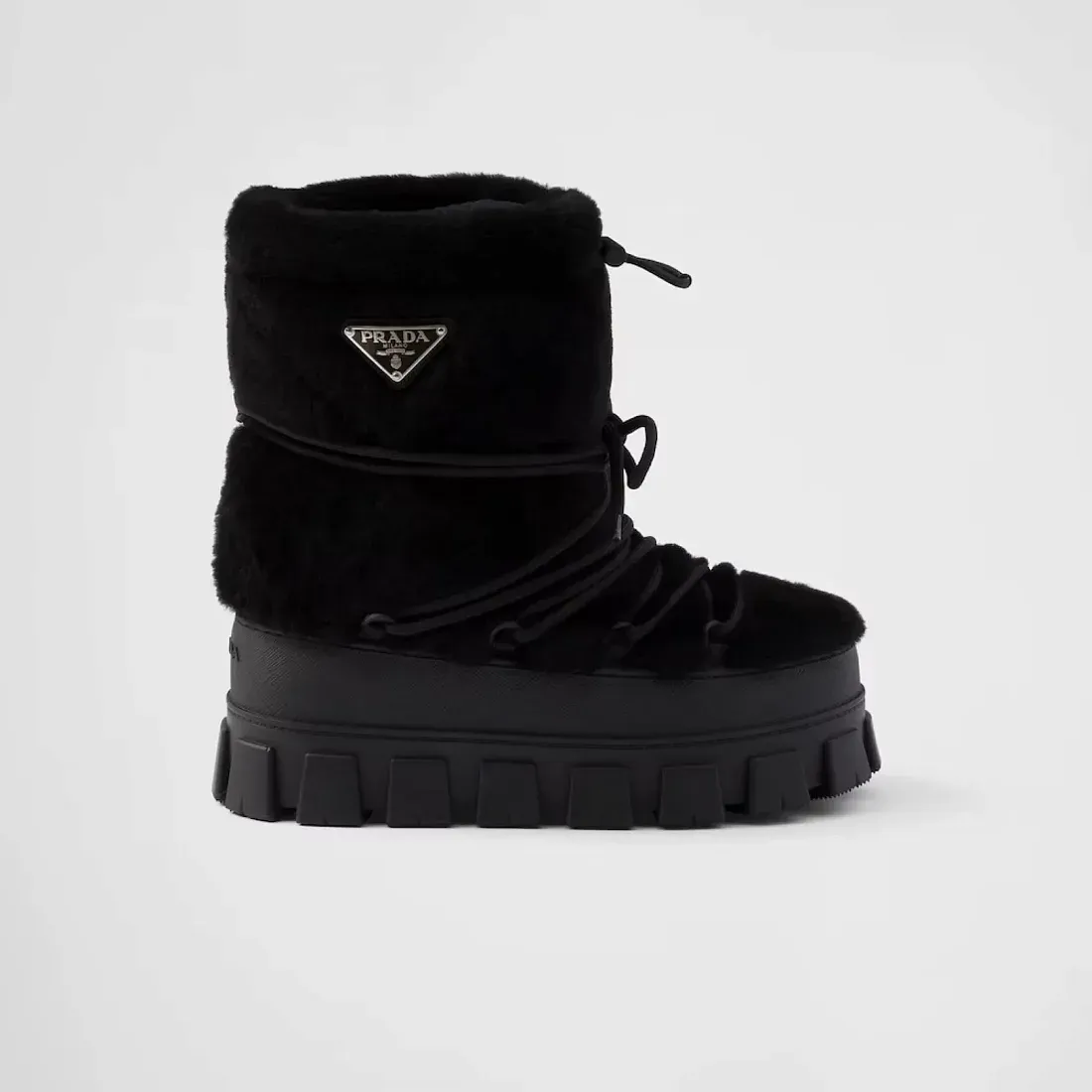 Prada Ботильоны apres-ski из овчины Black - фото 2