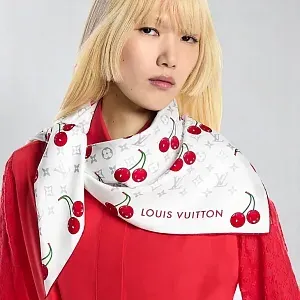 Louis Vuitton Платок-каре Monogram Cerise 90 LV x TM White - фото 2