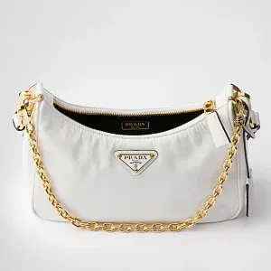 Prada Мини-сумка из лакированной наплак-кожи Re-Edition White - фото 5