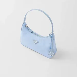 Prada Мини-сумка Re-Edition 2005 из Re-Nylon и сафьяновой кожи Light Blue - фото 3