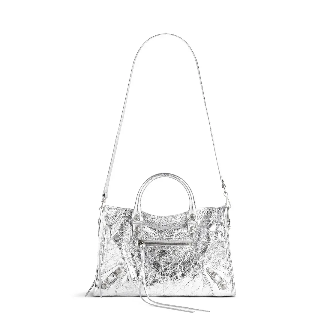 Balenciaga Сумка Hourglass Metallized маленького формата Silver - фото 4