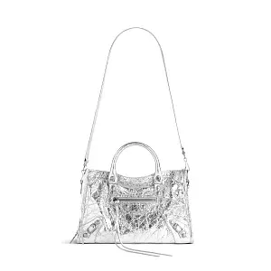 Balenciaga Сумка Hourglass Metallized маленького формата Silver - фото 4