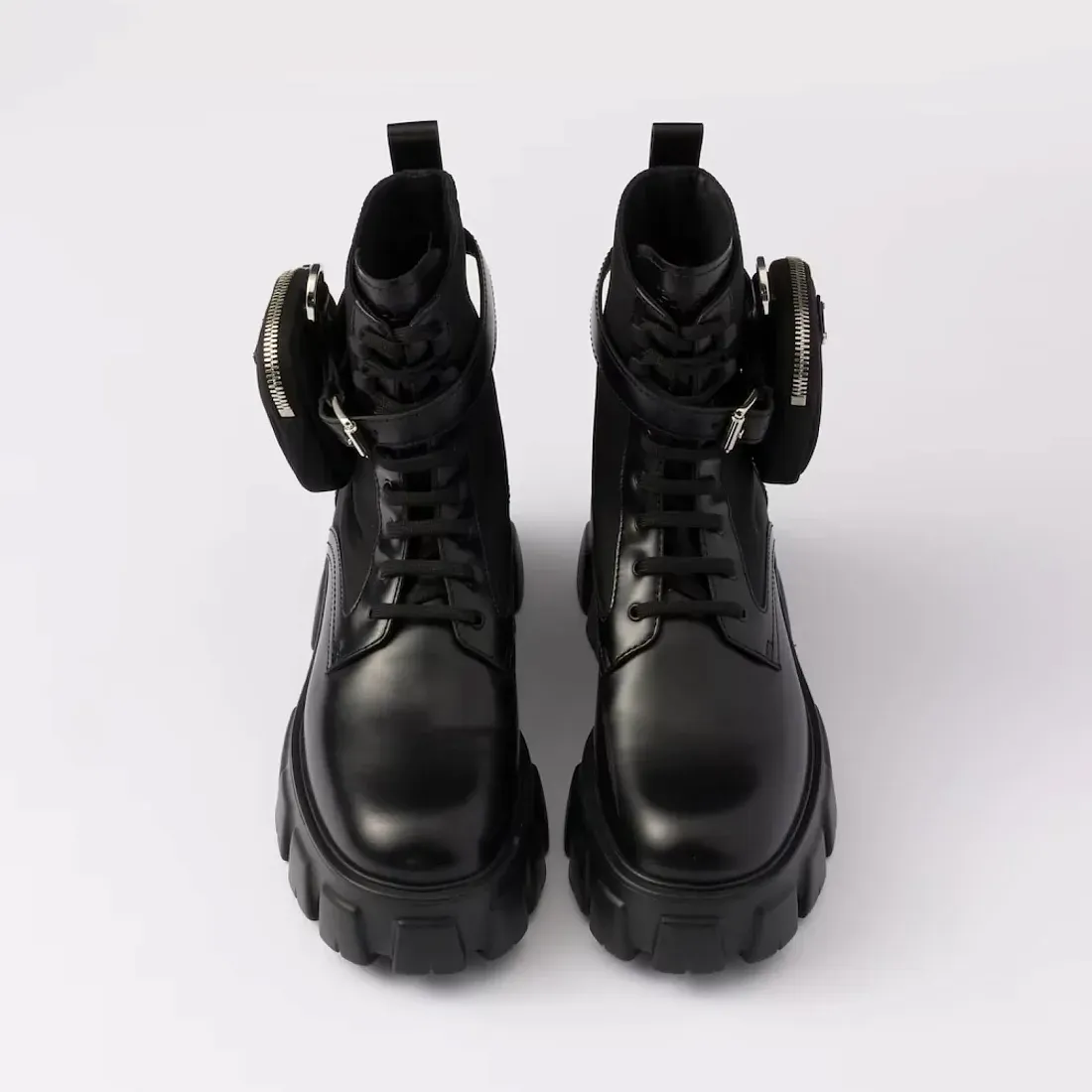Prada Ботинки Monolith из кожи и Re-Nylon Black - фото 4