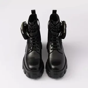 Prada Ботинки Monolith из кожи и Re-Nylon Black - фото 4
