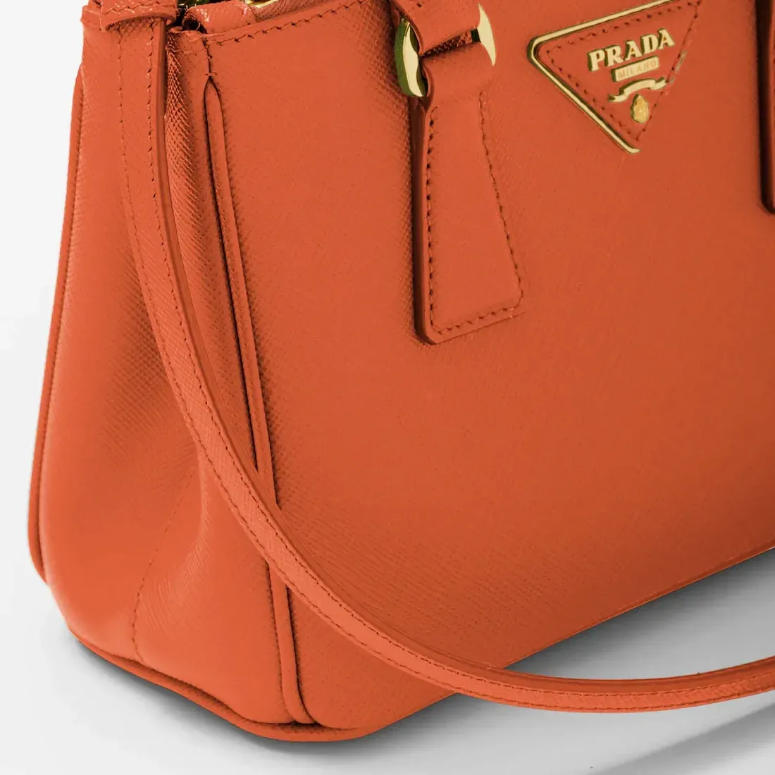 Prada Мини-сумка Galleria из сафьяновой кожи Orange - фото 6