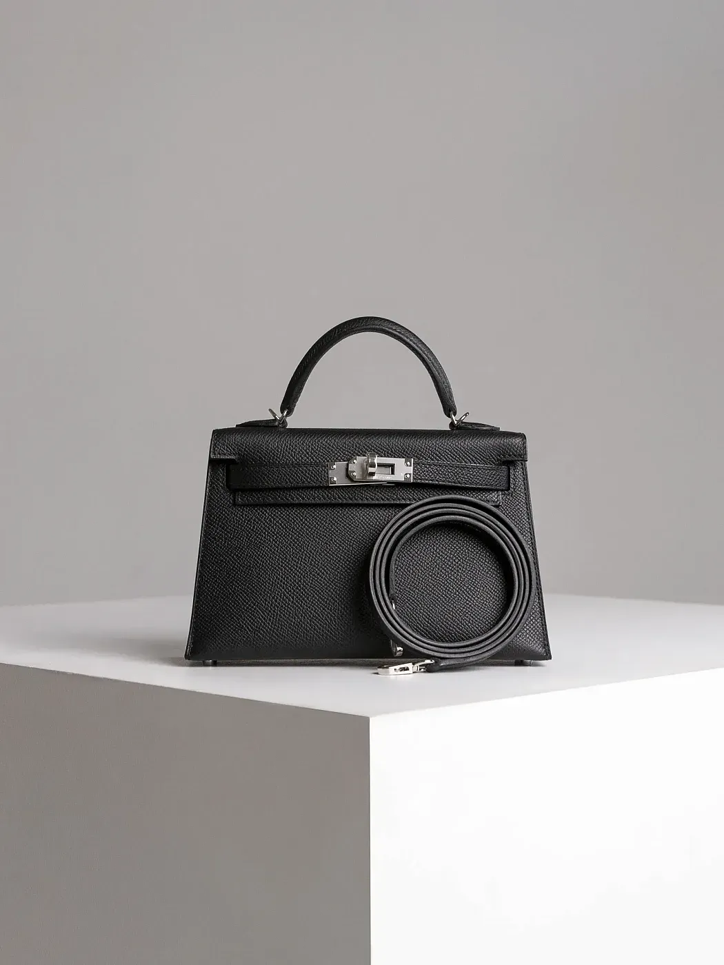 Hermès Сумка Kelly Mini 20 Black Epsom Palladium Hardware - фото 3