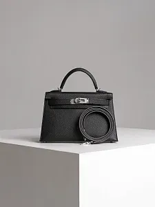 Hermès Сумка Kelly Mini 20 Black Epsom Palladium Hardware - фото 3