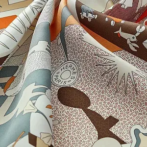 Hermès Шелковый платок Ca Decoiffe 90 Marine / Creme / Vert Amande - фото 4