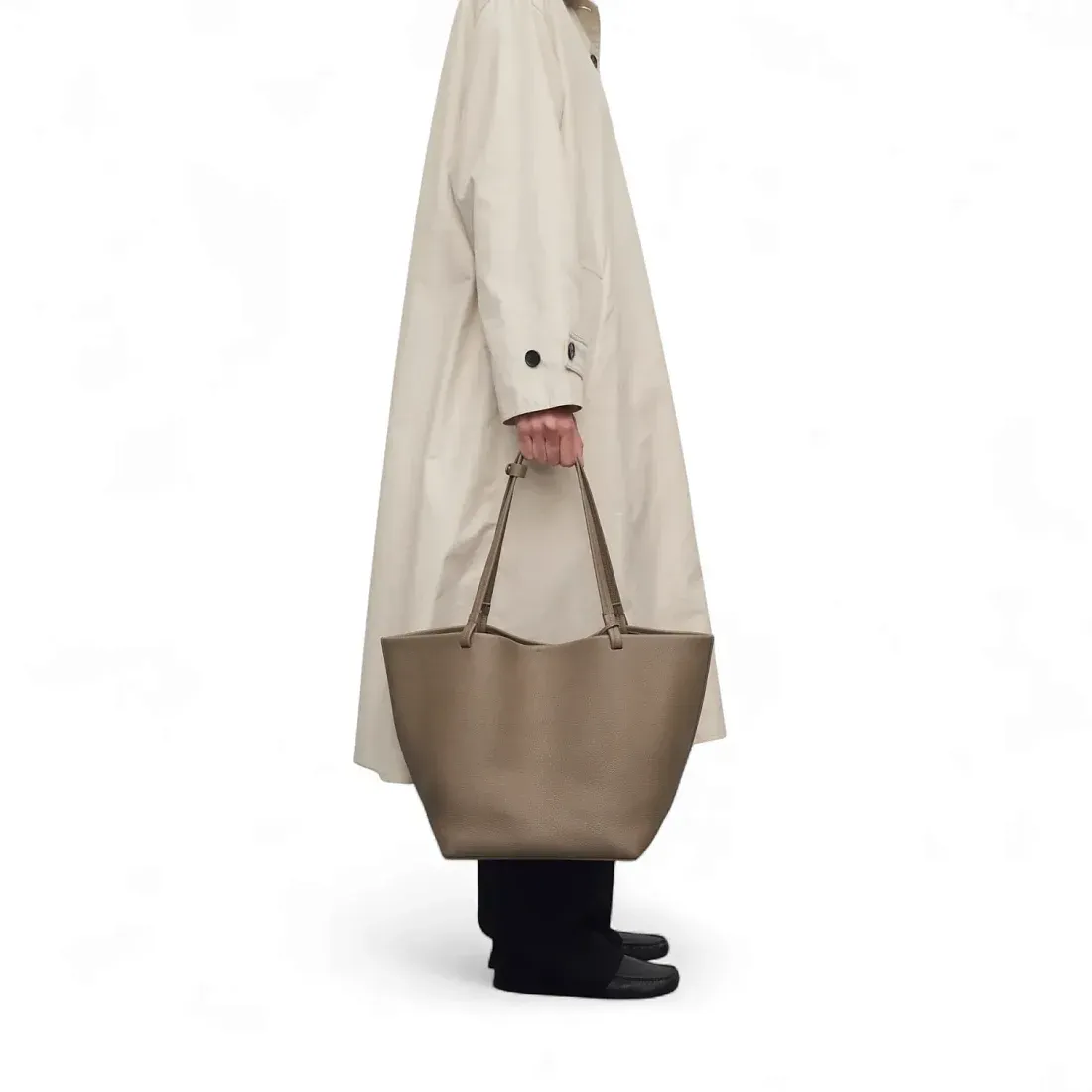 The Row Сумка Park Tote Three Black из кожи Smoked Taupe - фото 2