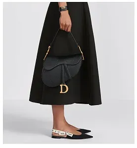 Dior Сумка Saddle с ремнем Black - фото 2