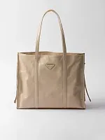 Prada Большая кожаная сумка-тоут Travertine - фото 1