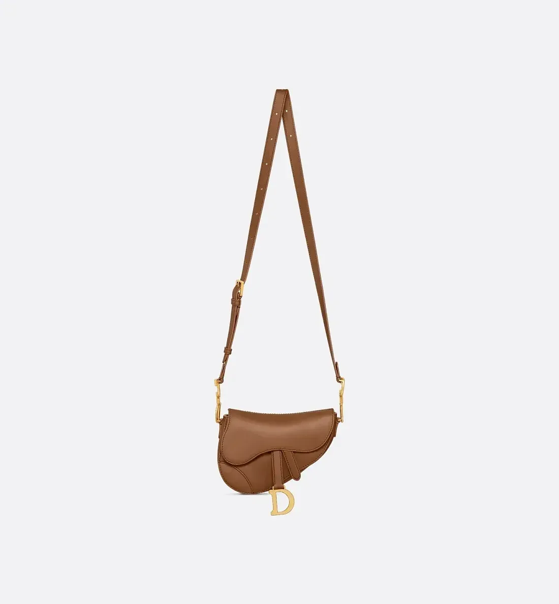 Dior Сумка с ремнем Soft Saddle camel мини-формата - фото 6
