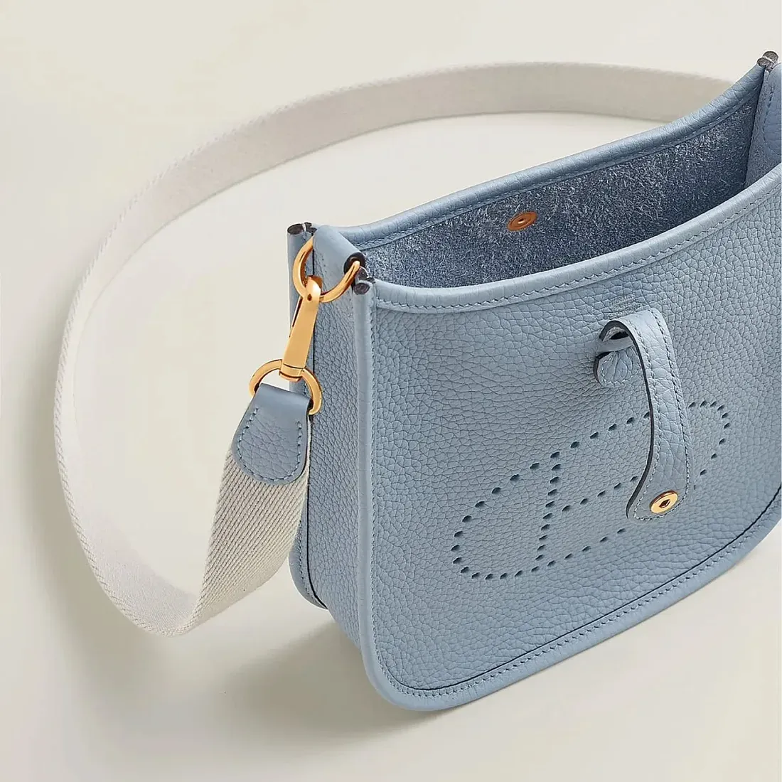 Hermès Сумка Evelyne 16 Bleu Lin Gris Perle Clemence Gold Hardware - фото 3