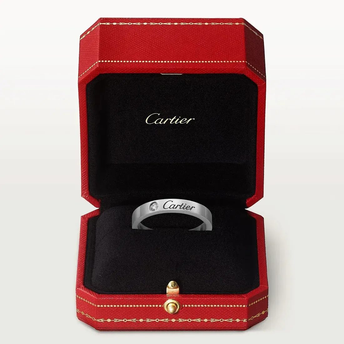 Cartier Обручальное кольцо с одним бриллиантом C de Men Platinum - фото 3