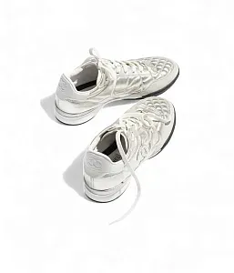 Chanel Кожаные кроссовки Silver/White - фото 2
