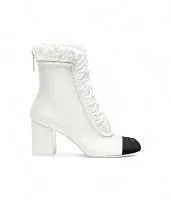 Chanel Атласные ботильоны White/Black - фото 1