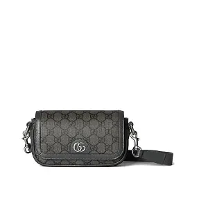 Gucci Мини-сумка на плечо Ophidia Grey / Black - фото 1