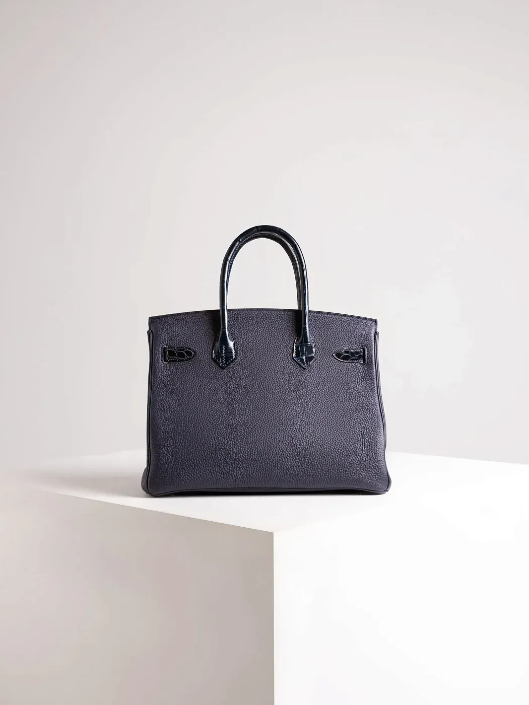 Hermès Cумка Birkin 30 Touch Bleu Nuit Togo Croco Nilo Lisse Palladium Hardware - фото 4