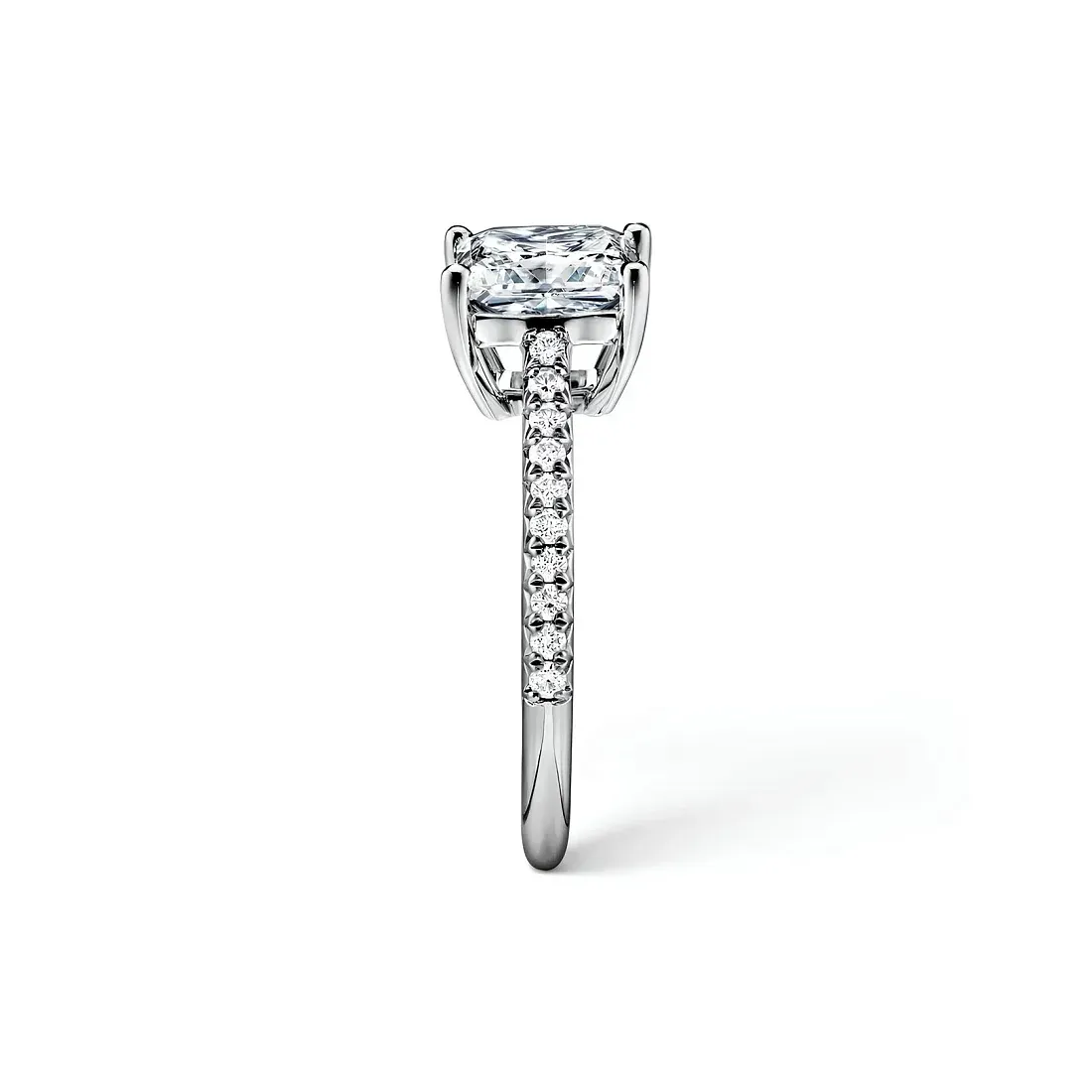 Tiffany & Co. Помолвочное кольцо Novo Princess-cut Engagement Ring with a Pave-set Diamond Band in Platinum - фото 4